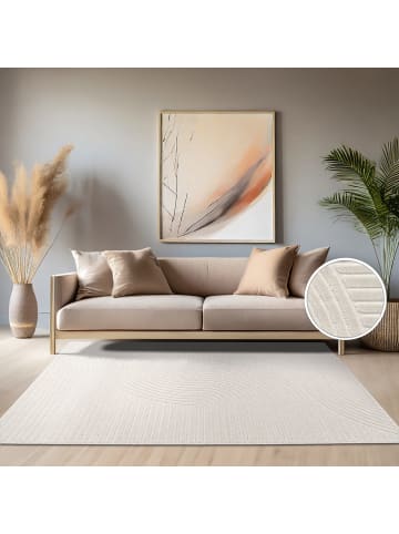 Teppich Kurzflor Struktur Wohnzimmer in Creme