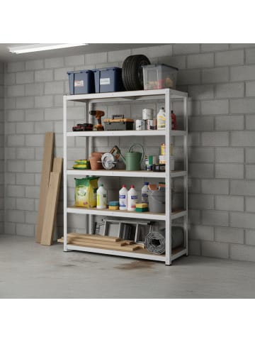 relaxdays Schwerlastregal in Weiß/ Braun - (B)100 x (H)200 x (T)60 cm