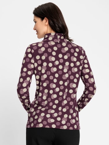 WITT WEIDEN Rollkragenshirt in burgund-champagner-bedruckt