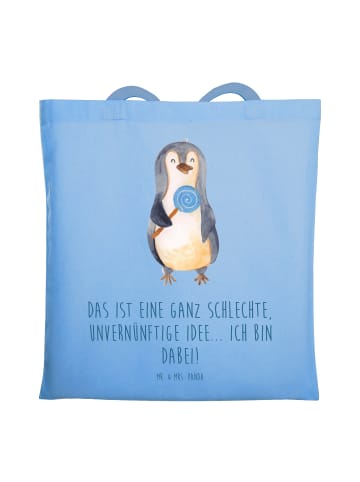 Mr. & Mrs. Panda Tote Bag Pinguin Lolli mit Spruch in Sky Blue