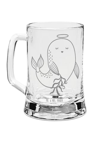 Mr. & Mrs. Panda Bierkrug Glas Sternzeichen Jungfrau ohne Spruch in Transparent