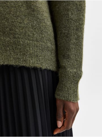 SELECTED FEMME Strick Pullover SLFLULU Wollpullover Rundhals Sweater in Grün