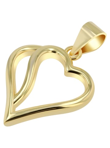 Adeliás Damen Anhänger – Herz Herzanhänger aus 925 Silber in gold