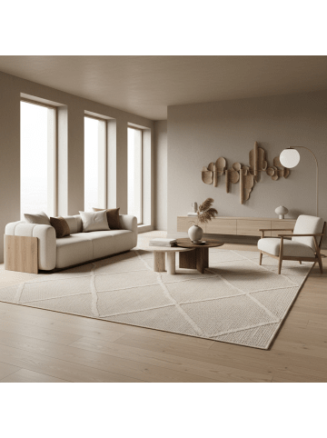 KADIMA DESIGN Teppich Outdoor Waschbar Boho IMST Strapazierfähig OEKO-TEX Balkon in Beige