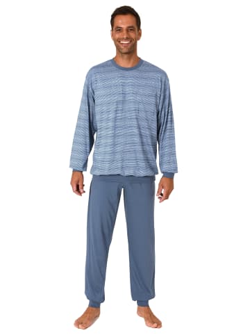 NORMANN Pyjama langarm Bündchen Streifen - 75286 in marine