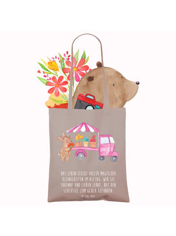 Mr. & Mrs. Panda Shopping Tasche Osterhase Blumenwagen mit Spruch in Braun Pastell