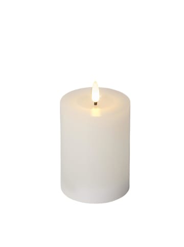 STAR Trading LED Kerze LINA Echtwachs mit Wachsspiegel in weiß - H: 12,5cm