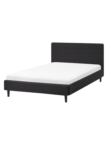 Beliani Doppelbett FITOU in Schwarz/Dunkler Holzfarbton - (W) 130 x (H) 87 x (L) 214 cm