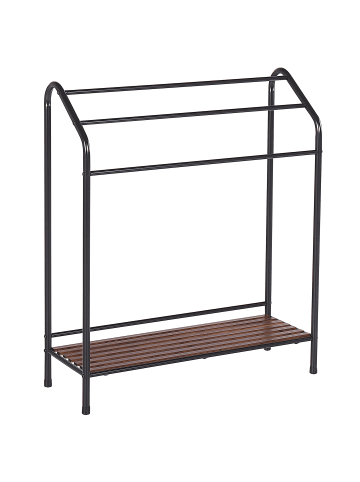 Beliani Handtuchständer MURIVA in Schwarz/Braun - (W) 72 x (H) 85 x (L) 27 cm