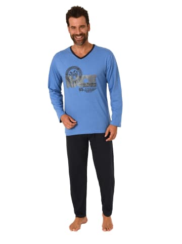 NORMANN Pyjama langarm Schlafanzug - 70384 in blau