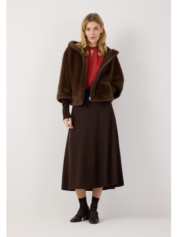 More & More superweiche, kurze Kunstfelljacke in espresso brown
