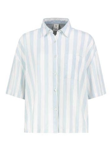 Eight2Nine Kurzarm Bluse Knopfleiste Rundhalsausschnitt in Hellblau