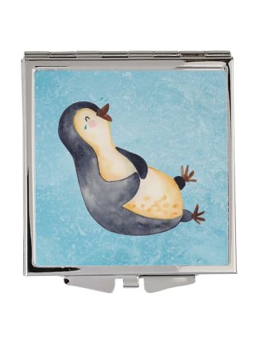 Kosmetikspiegel Pinguin Lachen ohne Spruch in Eisblau