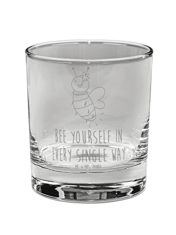 Mr. & Mrs. Panda Whiskey Glas Biene Blume mit Spruch in Transparent