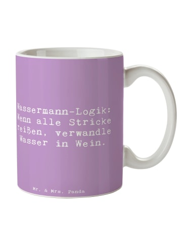 Mr. & Mrs. Panda Kaffeetasse Spruch Wassermann Logik mit Spruch in Lavendeltraum