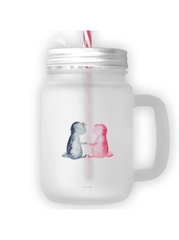 Mr. & Mrs. Panda Trinkglas Mason Jar Axolotl Liebe ohne Spruch in Transparent