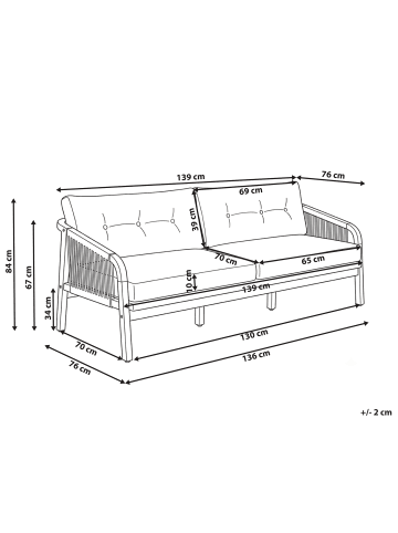 Beliani 5-tlg Gartensofa SUMBA in Braun/Beige