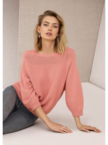 MADELEINE Zeitloser Baumwollpullover mit Perlfang-Muster in blassrosa