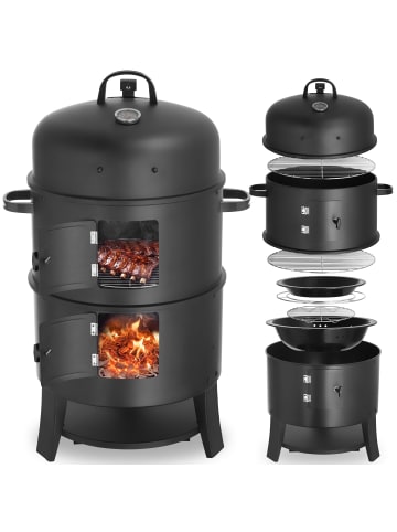 tectake Smokerfass 3in1 mit 2 Rosten