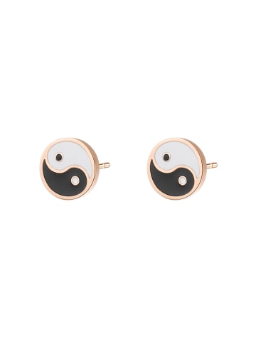 Hey Happiness Vergold. Ohrstecker Yin Yang Edelstahl in Rosegold - (D) 0,8 cm