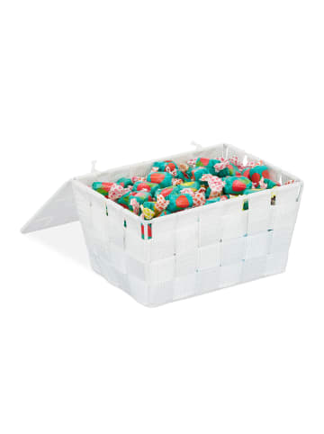 relaxdays 2 x Aufbewahrungskorb in Weiß - (B)19,5x (H)10,5 x (T)14,5 cm