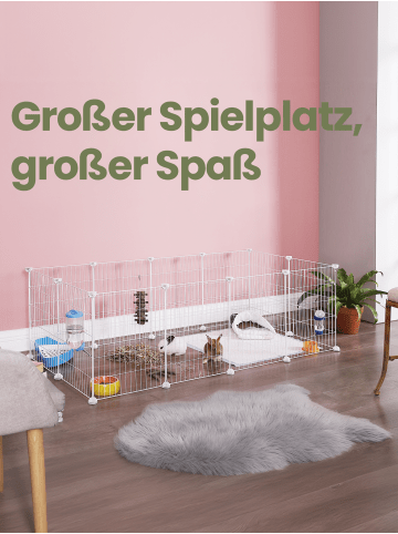 SONGMICS Kleintiergehege Damion in Weiß - (B)143 x (H)46 x (T)73 cm