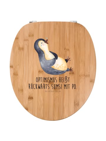 Mr. & Mrs. Panda Motiv WC Sitz Pinguin Lachen mit Spruch in Braun