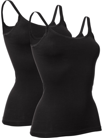 Con-ta Baumwolle, Feinripp Unterhemd 2er-Pack in schwarz