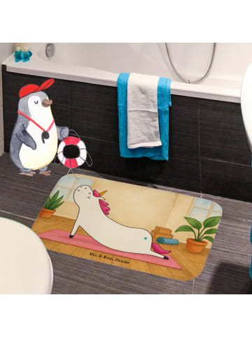 Mr. & Mrs. Panda Badteppich Einhorn Yoga Design ohne Spruch in Weiß