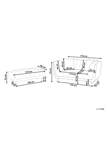 Beliani 2-Sitzer Sofa HABO in Schwarz/Braun - (W) 176 x (H) 78 x (L) 72 cm