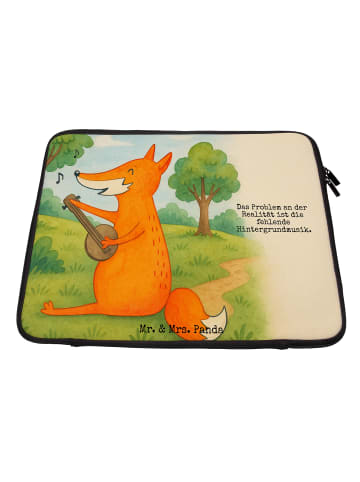 Mr. & Mrs. Panda Notebooktasche Fuchs Gitarre Design mit Spruch in Weiß