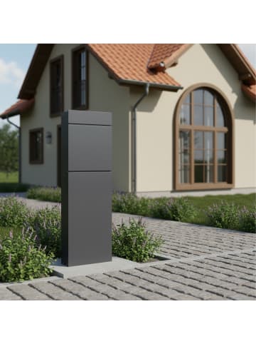 relaxdays Standbriefkasten in Anthrazit - (B)39,5 x (H)111 x (T)14 cm