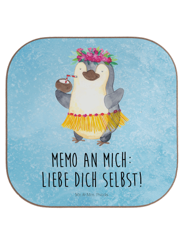 Mr. & Mrs. Panda Glasuntersetzer Pinguin Kokosnuss mit Spruch in Eisblau
