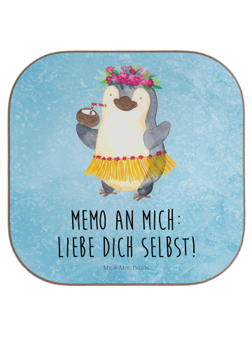 Mr. & Mrs. Panda Untersetzer Pinguin Kokosnuss mit Spruch in Eisblau