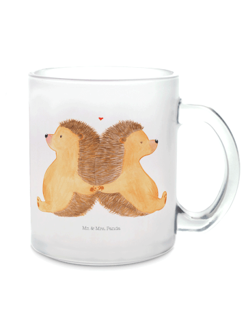 Mr. & Mrs. Panda Kaffeetasse Igel händchenhaltend ohne Spruch in Transparent