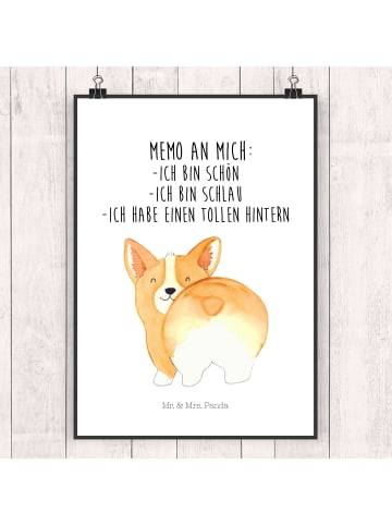 Mr. & Mrs. Panda Wandbild Corgi Po mit Spruch in Weiß