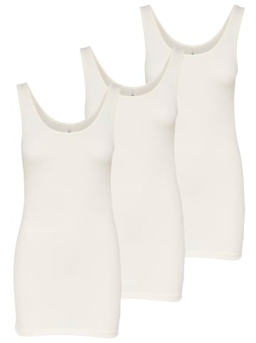 ONLY 3er-Set New Long Tank Top in Natur (Cloud Dancer)