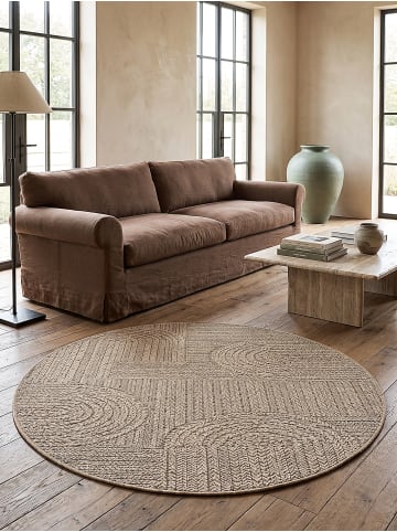 KADIMA DESIGN Rundteppich Geometrisch flachgewebt pflegeleicht Wohnzimmer Flur in Natur