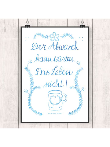 Mr. & Mrs. Panda Poster Der Abwasch kann warten mit Spruch in Bunt