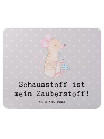 Mr. & Mrs. Panda Mauspad Zauber der Polsterin mit Spruch in Grau Pastell