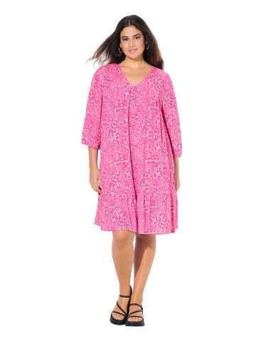 Ulla Popken Midikleid in kräftiges pink