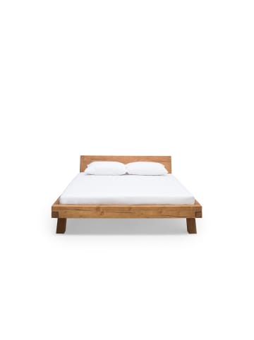 SalesFever Balkenbett 140x200 cm rustikales Design aus massivem Fichtenholz in Natur