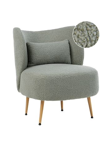 Beliani Sessel OTSBY II in Grün/Heller Holzfarbton - (W) 60 x (H) 76 x (L) 55 cm
