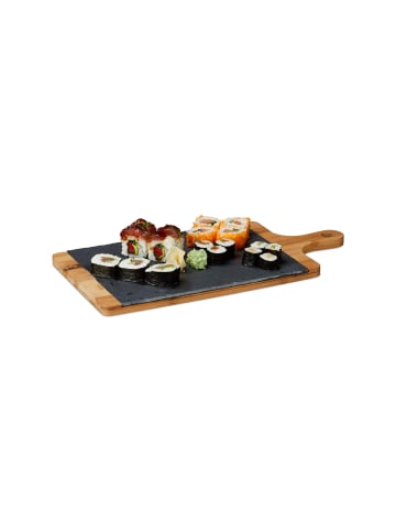 relaxdays Servierbrett in Natur/Grau - (B)45 x (T)22,5 cm