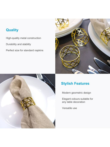 Intirilife Serviettenringe Edelstahl Serviettenhalter (6-teiliges Set) in Gold