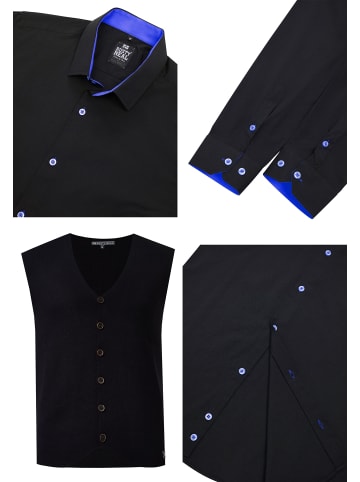 Rusty Neal Hemd mit Weste 2er Set in Schwarz / Sax