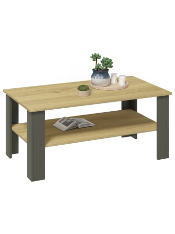 VCM  Sofatisch Couchtisch Beistelltisch Disalo 100x55 in Anthrazit / Honig-Eiche