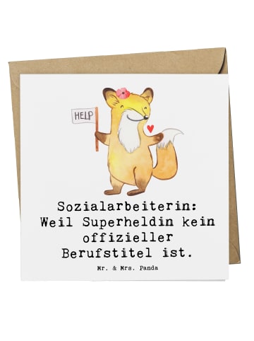 Mr. & Mrs. Panda Deluxe Karte Sozialarbeiterin Heldin mit Spruch in Weiß