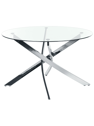 Beliani Esszimmertisch MARAMO in Silber/Transparent - (W) 120 x (H) 75 x (L) 120 cm