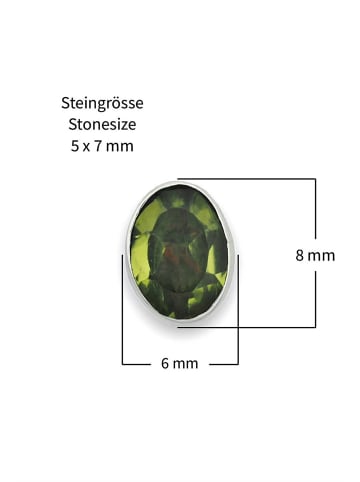 mantraroma 925er Silber - Ohrstecker (L) 8 x (B) 6 mm mit Peridot facettiert